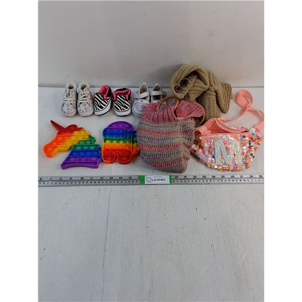 (3) Pairs of baby Footwear,Sensory Toys,Handbags