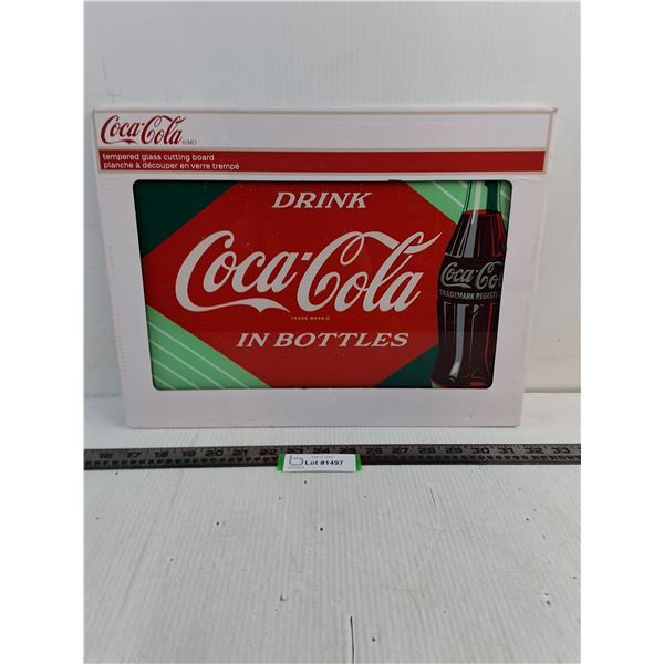 NIB Coca-Cola Glass Cutting Board - 16" x 12"