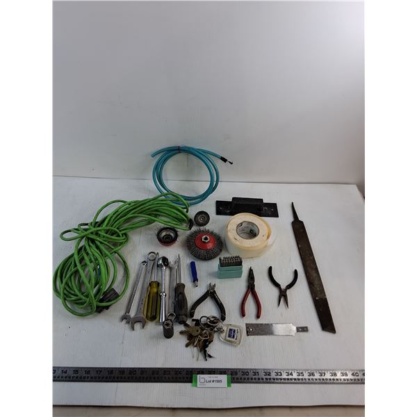 Extension Cord, Wrenches, Keys, Files, Punches, Wire Brush Wheels, Misc.