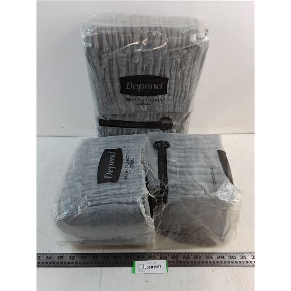 Large Quantity of Depends Undergarments - Size Unknown