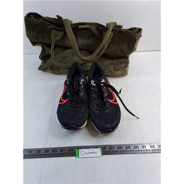 Nike "Quest 6" Size 10 Running Shoes, Military Style Tote Bag