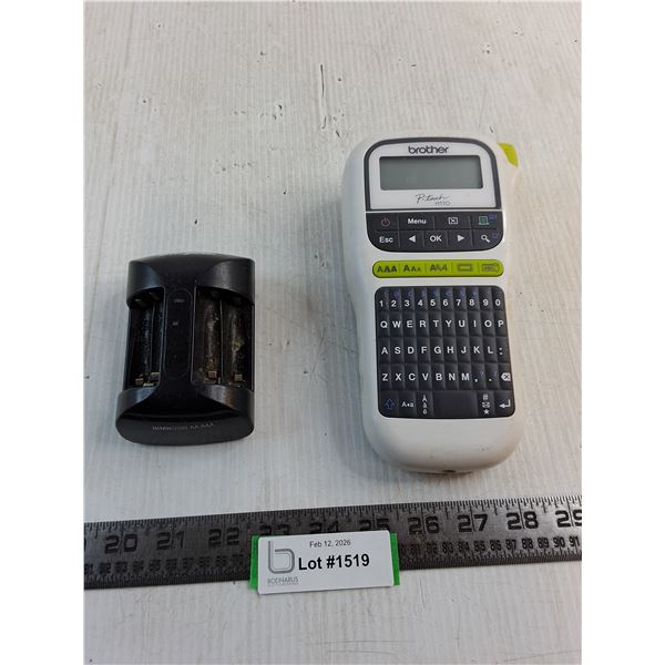 Brother P-touch H110, Energizer Battery Charger - Both Untested, As is
