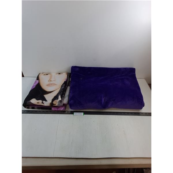 Purple Bedspread 82" x 60" - Some Stains, Justin Bieber Blanket - 48" x 30"