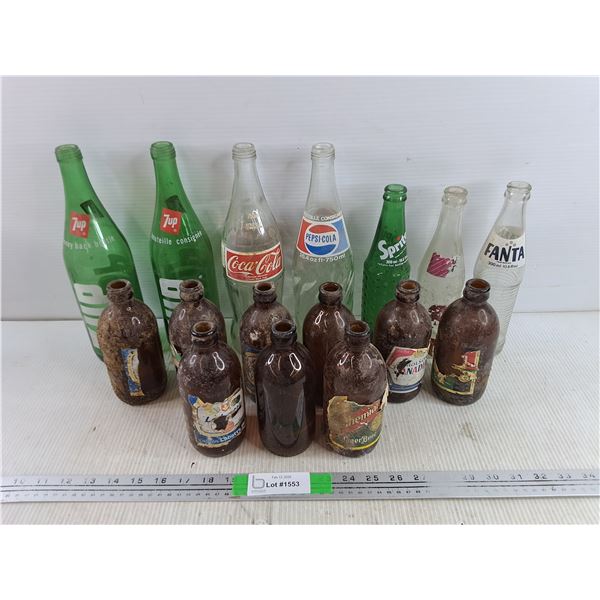 Vintage Glass Bottles - 7Up, Coca Cola, Fanta, Labatt - PICK UP