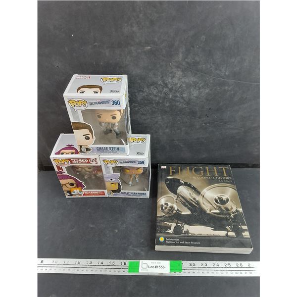 (3) Pop Vinyl Figures - Chase Stein, Mei Kamino, Molly Hernandez, R.G Grant Book