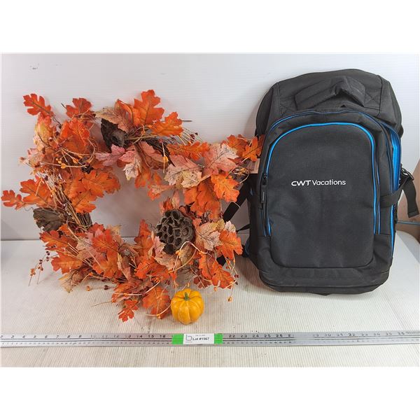CWT Vacations Backpack 20" x 12" x 3",  17" Fall Wreath