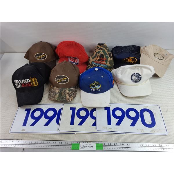 Assorted Caps - SPS, Aruba, Barbados, (4) 1990 Front Licence Plates