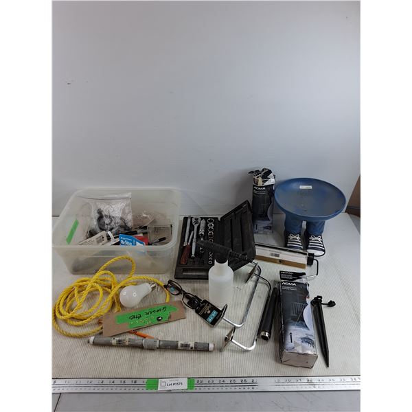 +2.75 Deluxe Reading Glasses, Candy Bowl, Ratchet Wrench Set, Twisted Rope, Plastic Container, Misc