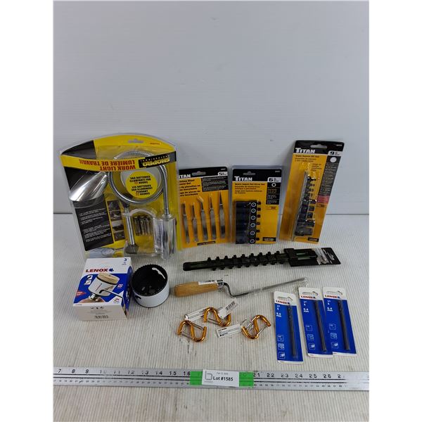 Titan Tweezer Set, Impact Nut Driver Set, Triple Square Bit Set, 3" Hole Bit, Drill Bits, Misc