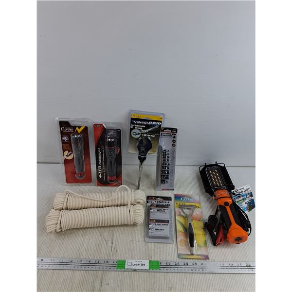 Tekz & Can - Pro Flashlights, New, Ropes, LED Drop Light, 8" Adjustable Wrench, Star Socket Set