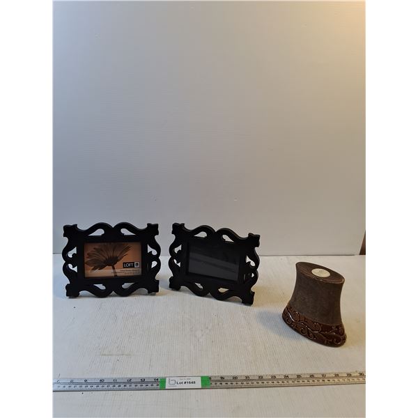 (2) Silhouette Frames, Porcelain Tea Light Holder