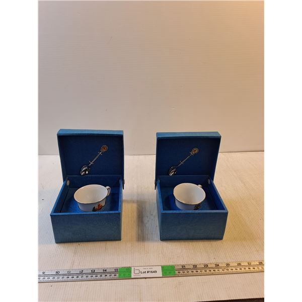 (2) Porcelain Tea Cups With Decoartive Spoons In Boxes