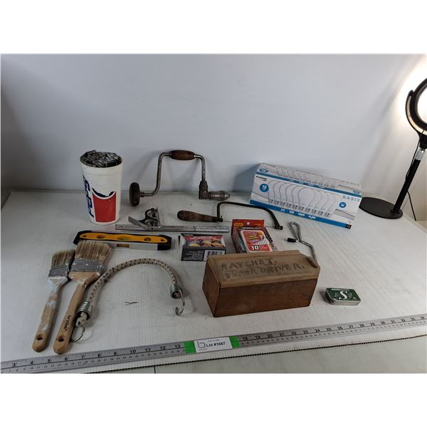 BBQ Cleaning Supplies, Level, Paint Brushes, Lightbulbs- As Is
