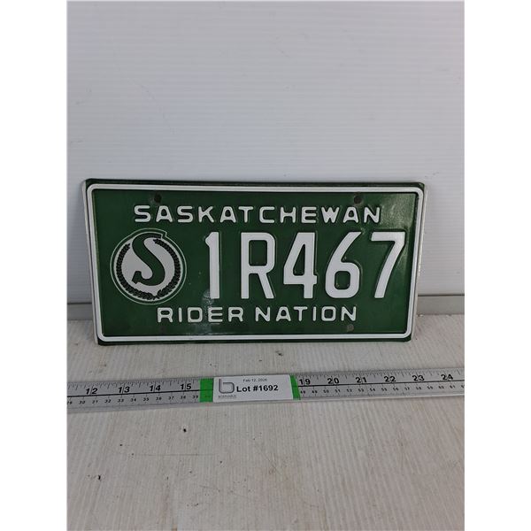 Saskatchewan Roughrider License Plate
