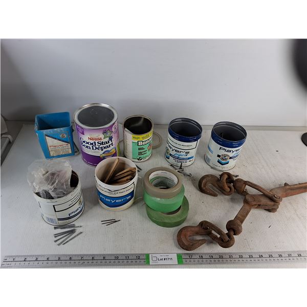 Tins Of Various Nails, Load Binder, Various Tapes - PICK UP