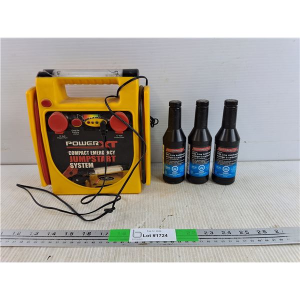 Power XT Compact Emergency Jumpstart System - As Is, (3) 150ml MotoMaster Gas Line Antifreeze
