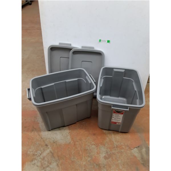 *(2) Rubbermaid Roughneck Totes w/Lids , PICKUP ONLY