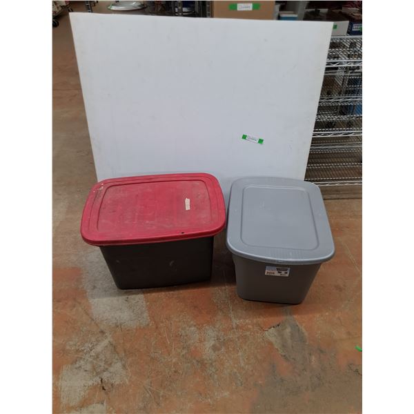 *(2) Plastic Storage Totes w/Lids 23" x 18" x 16", 26" x 19" x 17", PICKUP ONLY