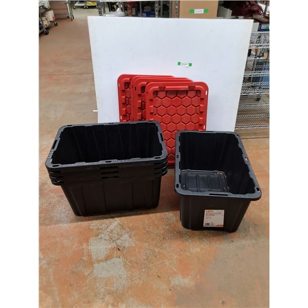 *(5) HDX 102 L Tough Totes w/(4) Lids - PICKUP ONLY