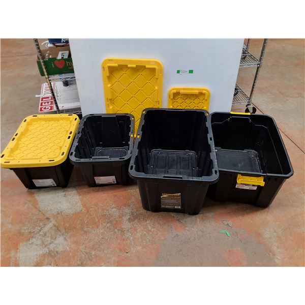 *(4)  Plastic Storage Totes w/ (3)  Lids - PICKUP ONLY
