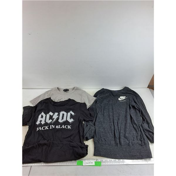 (3) Kids T Shirts - Nike, AC/DC, Streetwear Society - Size S, L & XS
