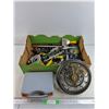 Image 1 : Assorted Bicycle Hardware, Tools, Quartz Wall Clock, Plastic Case 10" x 8" x 3" - PICK UP