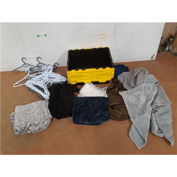 Kids Bathroom Robe, Hangers, Plastic Container, 21" x 16" x 12", Assorted Fabric & Towels