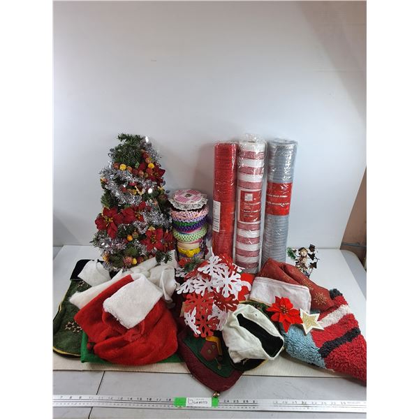 Decorative Mesh Ribbon, Christmas Decor, Gift Socks, Bathroom Mat 20" x 20"