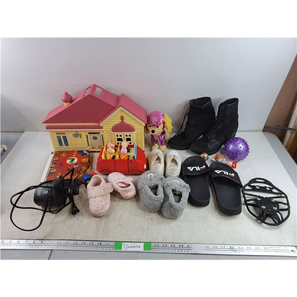 Air Pump - Powers On, As Is, Slippers, Peppa Pig Toys, Timberland Woman's Boots - Size 7.5