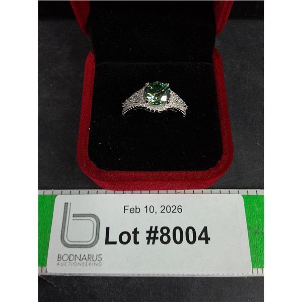 ^2.00 Ct GRA Certified Round Brilliant Cut Moissanite Stone Set In 925 Silver Ring Size 7