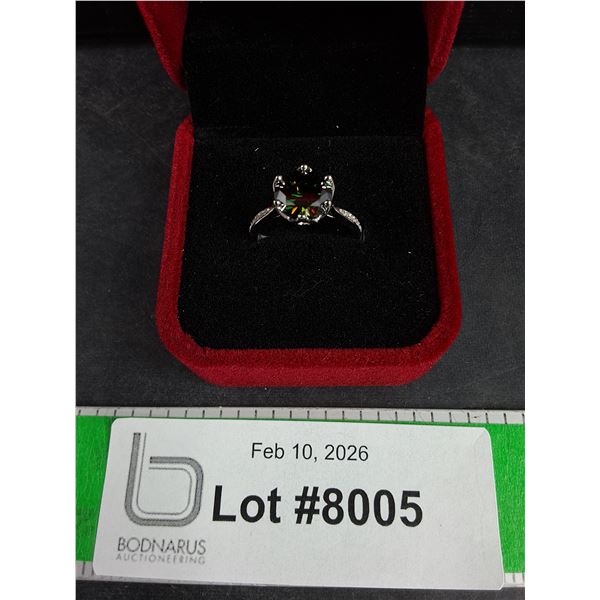 ^3.00 Ct GRA Certified Round Brilliant Cut Moissanite Stone Set In 925 Silver Ring Size 7.25