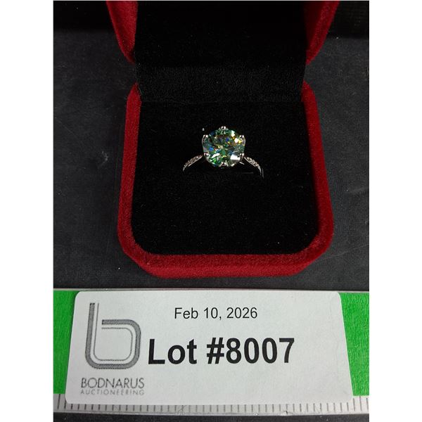 ^3.00 Ct GRA Certified Round Brilliant Cut Moissanite Stone Set In 925 Silver Ring Size 6.25
