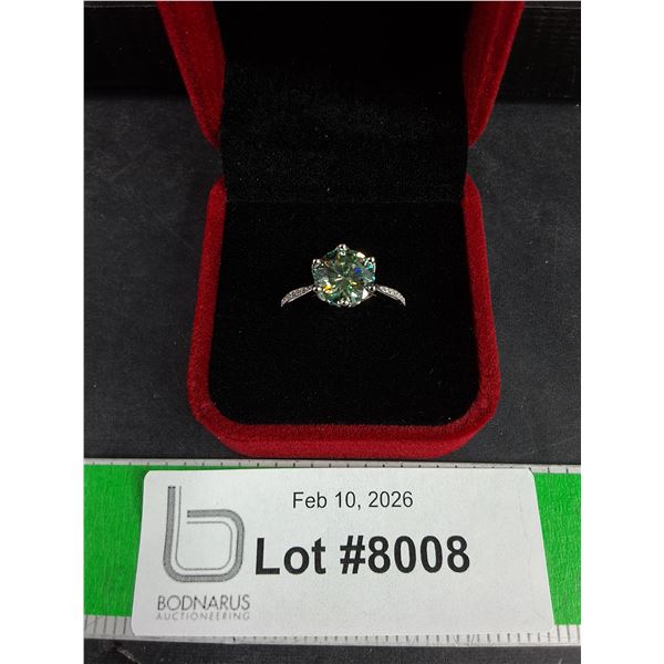 ^3.00 Ct GRA Certified Round Brilliant Cut Moissanite Set In 925 Silver Ring Size 8