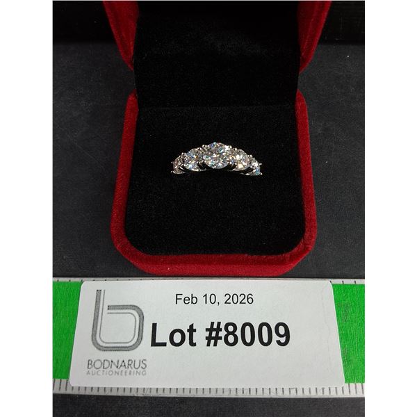 ^3.60 Ct Tw GRA Certified Round Brilliant Cut Moissanite Stones Set In 925 Silver Ring Size 6