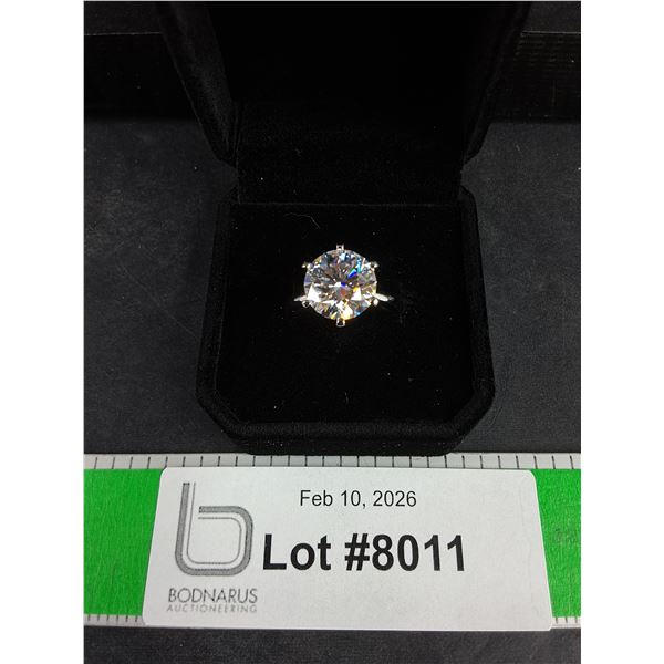 ^5.00 Ct GRA Certified Round Brilliant Cut Moissanite Stone Set In 925 Silver Ring Size 8