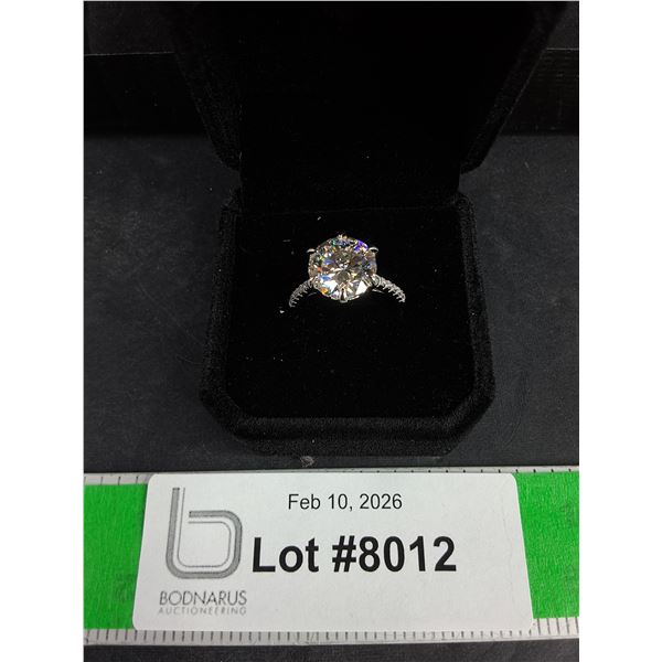 ^5.00 Ct GRA Certified Round Brilliant Cut Moissanite Stone Set In 925 Silver Ring Size 7