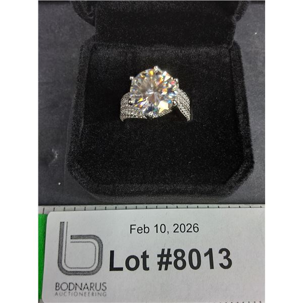 ^5.00 Ct GRA Certified Round Brilliant Cut Moissanite Set In 925 Silver Ring Size 5.75