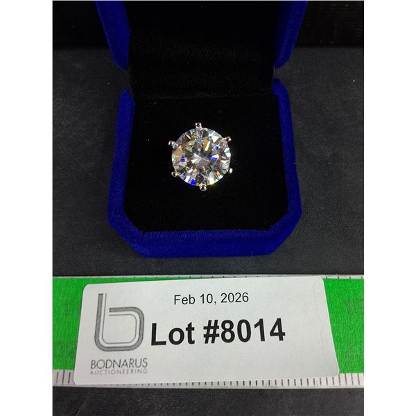 ^10.00 Ct GRA Certified Round Brilliant Cut Moissanite Stone Set In 925 Silver Ring Size 7