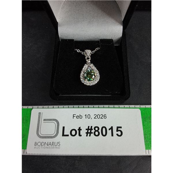 ^1.00 Ct GRA Certified Pear Cut Moissanite Stone Set In 925 Silver Pendant