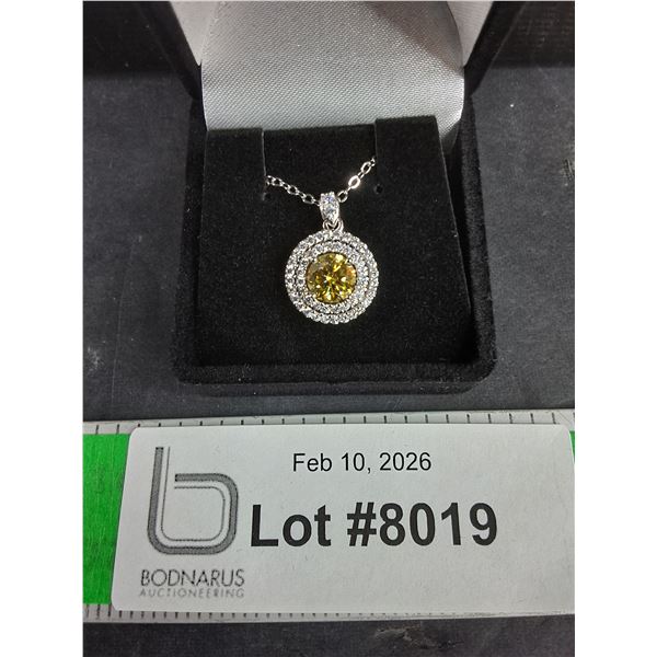 ^1.00 Ct GRA Certified Round Brilliant Cut Moissanite Stone Set In 925 Silver Pendant