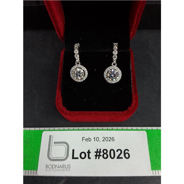 ^2.00 Ct GRA Certified Round Brilliant Cut Moissanite Stone Set In 925 Silver Earrings