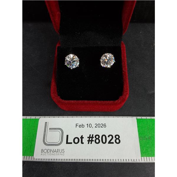 ^4.00 Ct Tw GRA Certified Round Brilliant Cut Moissanite Stones Set In 925 Silver Earrings