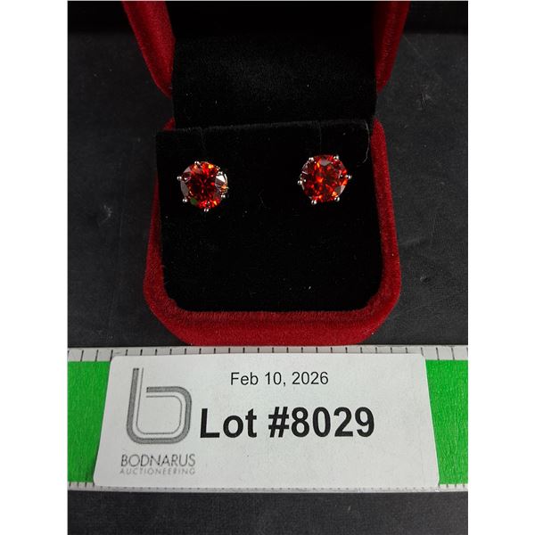 ^4.00 Ct Tw GRA Certified Round Brilliant Cut Moissanite Stones Set In 925 Silver Earrings