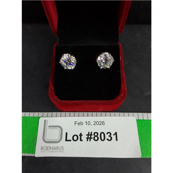 ^6.00 Ct Tw GRA Certified Round Brilliant Cut Moissanite Stones Set In 925 Silver Earrings
