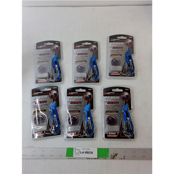 (6) Performance Tool Mini Utility Knives- Sealed