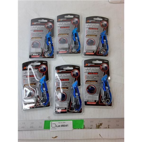 (6) Performance Tool Mini Utility Knives- Sealed