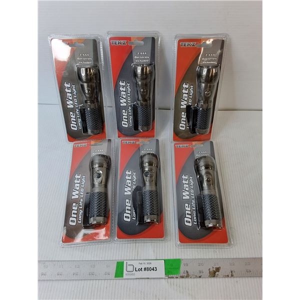 (6) Tekz One Watt Flashlights- Sealed