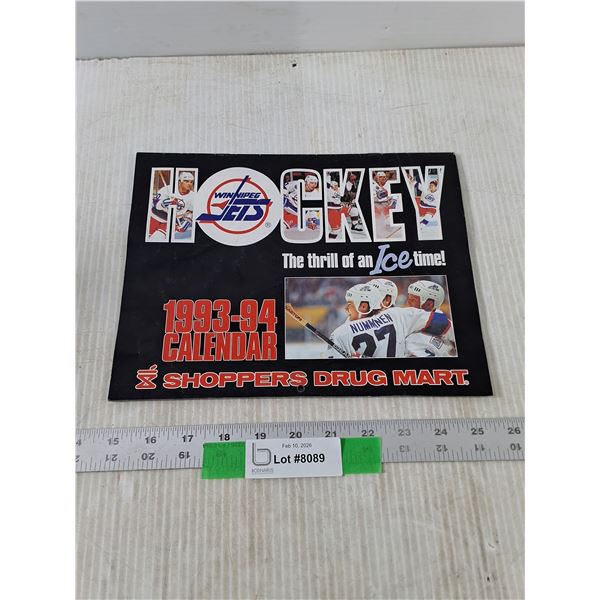 Vintage 1993-94 Winnipeg Jets Calendar from Shoppers Drug Mart, Missing Last 5 Months, As Is