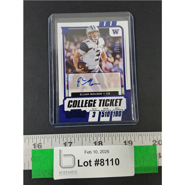Elijah Molden Signed Rookie Football Card, Cannot Guarantee Authenticity