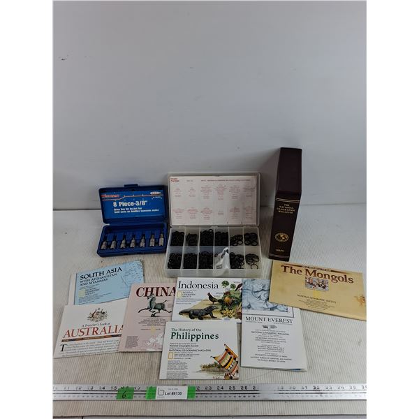 Westward 3/8" Drive Hex Bit Socket Set, Faucet O Ring Assortment, The National Geographic Maps
